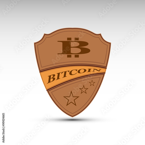 The vector shield with bitcoin symbol
