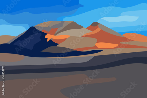 vector illustration of volcanic landscape