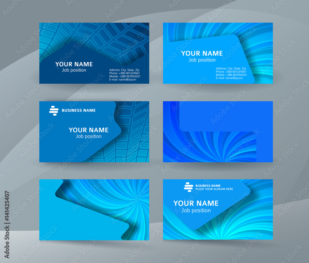 Business card background blue set of horizontal templates01