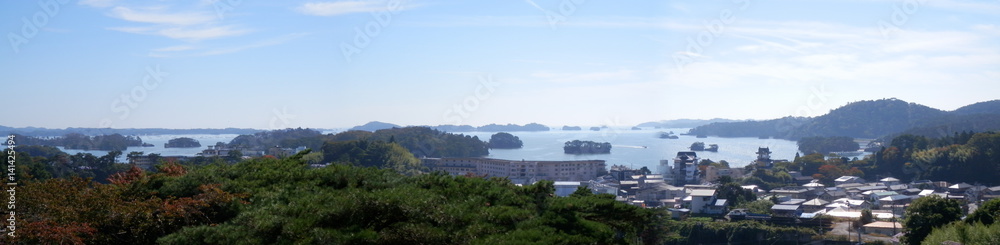 新富山展望台から望む松島の海パノラマ撮影(宮城県)