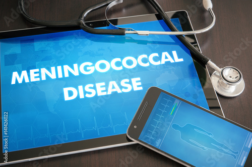Meningococcal disease (infectious disease) diagnosis medical concept on tablet screen with stethoscope photo