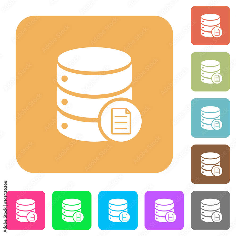 Database properties rounded square flat icons Database properties rounded square flat icons