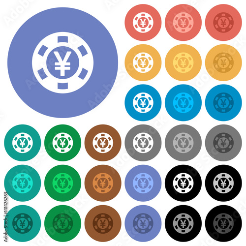 Yen casino chip round flat multi colored icons