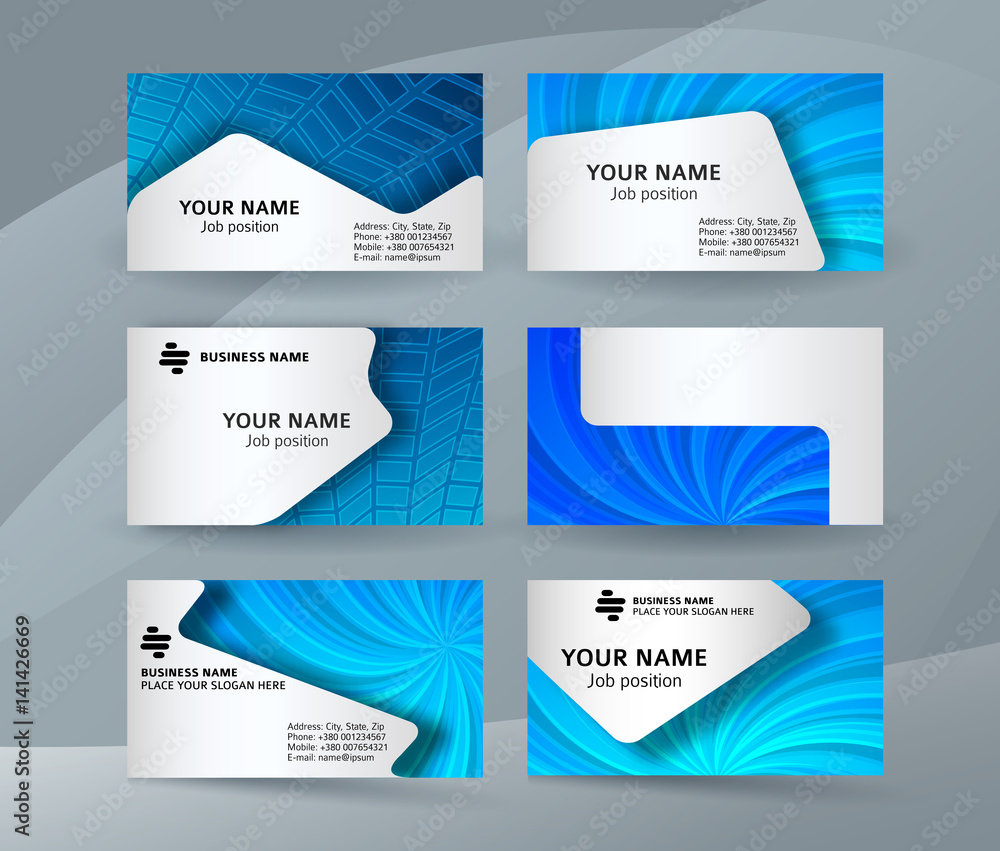 Business card background blue set of horizontal templates02