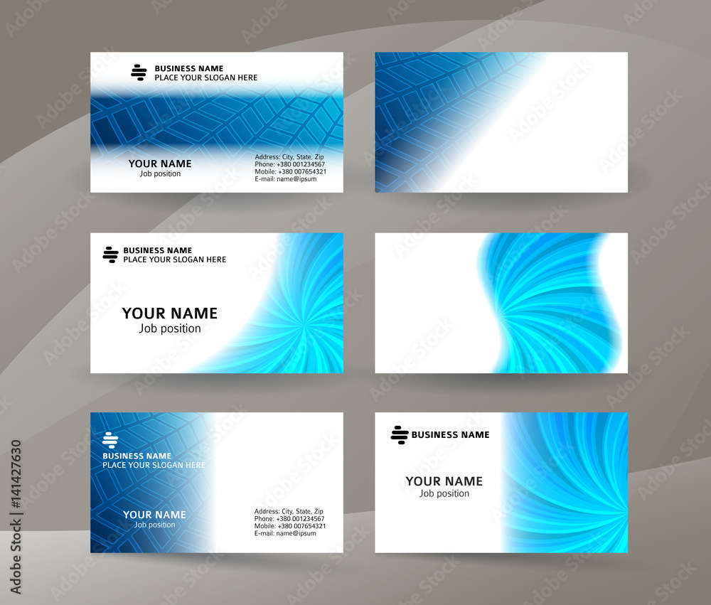 Business card background blue set of horizontal templates03