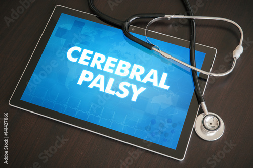 Принти на полотні Cerebral palsy (neurological disorder) diagnosis medical concept on tablet scree