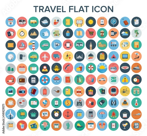 Travel flat icon set