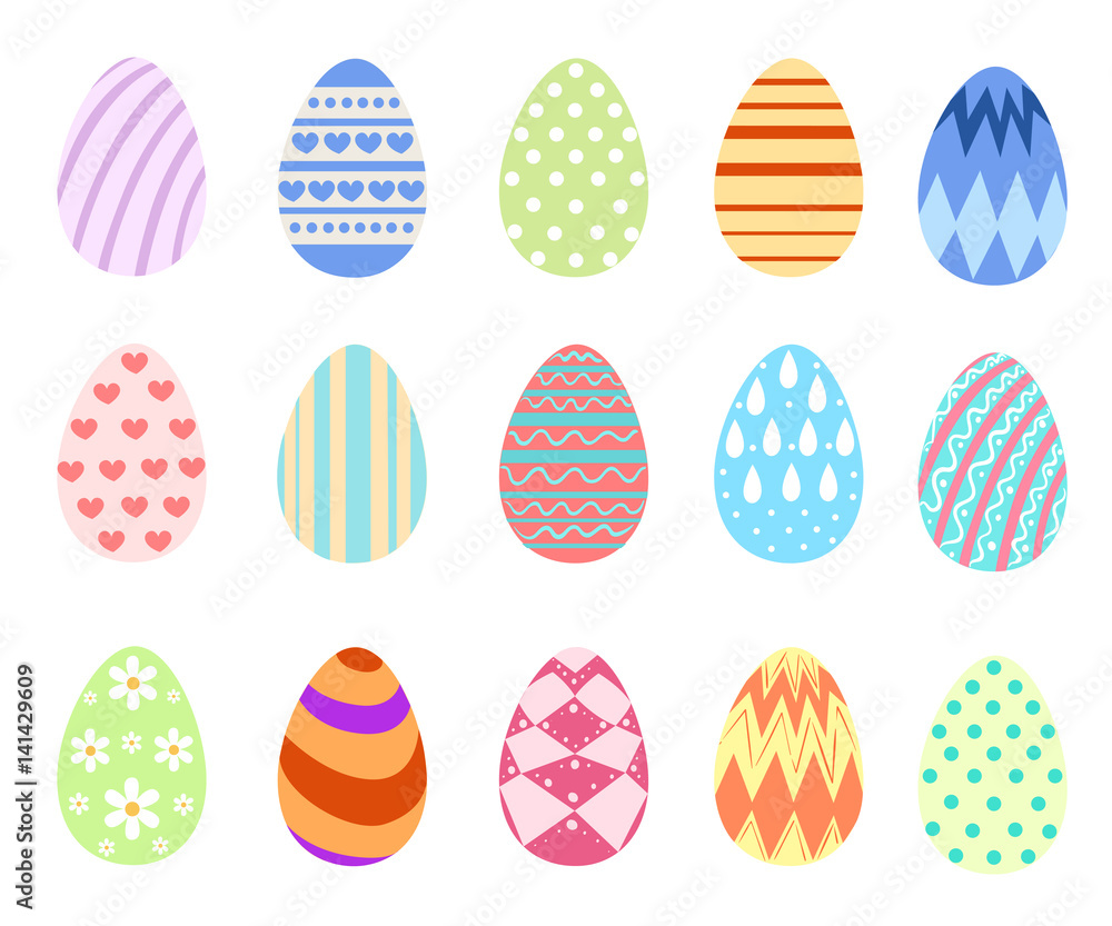 Easter eggs for Easter holidays design on white background. Flat design style vector illustration.