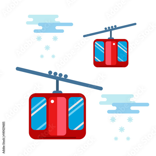 Snowboarder sitting in ski gondola and lift elevators winter sport resort snowboard people rest lifting jump vector illustration mountain
