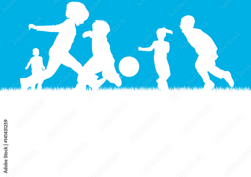 Kinder spielen Fußball - Silhouetten