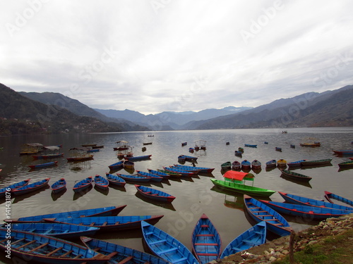 Colorful Boats, Phewa Tal (Fewa Lake), Pokhara, Nepal photo