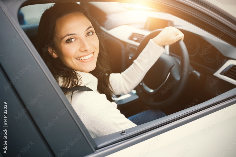 Woman driving a car