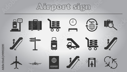 collection of airport signs  travel transport set