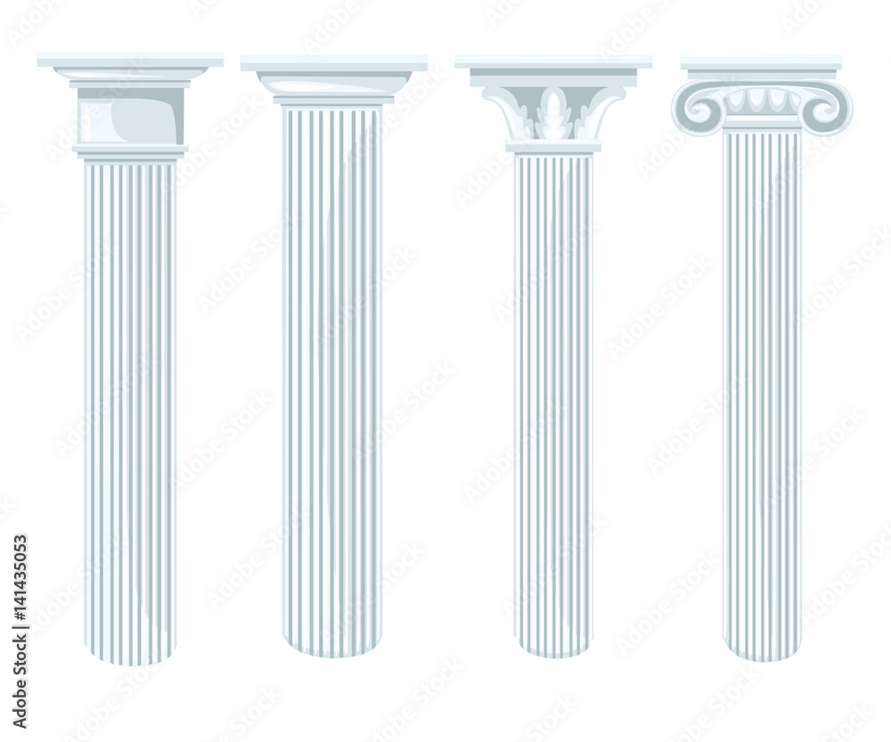 Column icon set for interiors Flat design style vector illustration. Column icon set for interiors Flat design style vector illustration.