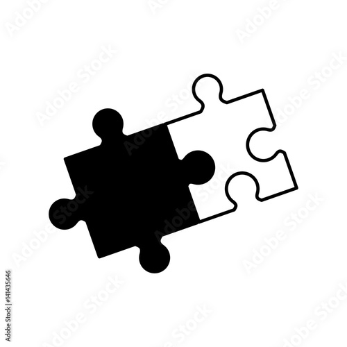 puzzle solution collaboration monochrome vector illustration eps 10