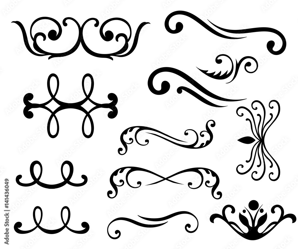 Decor pattern flora icon set for interiors Flat design style vector illustration.