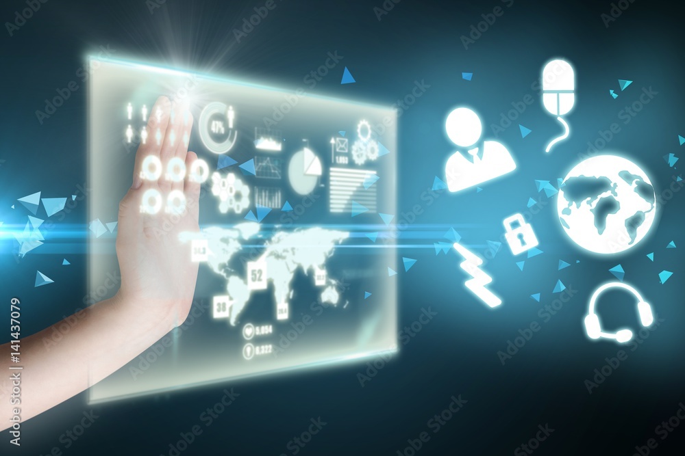 Composite image of cropped hand gesturing 3d Composite image of cropped hand gesturing 3d