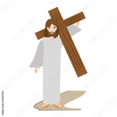 jesus christ carries cross via crucis vector illustration eps 10