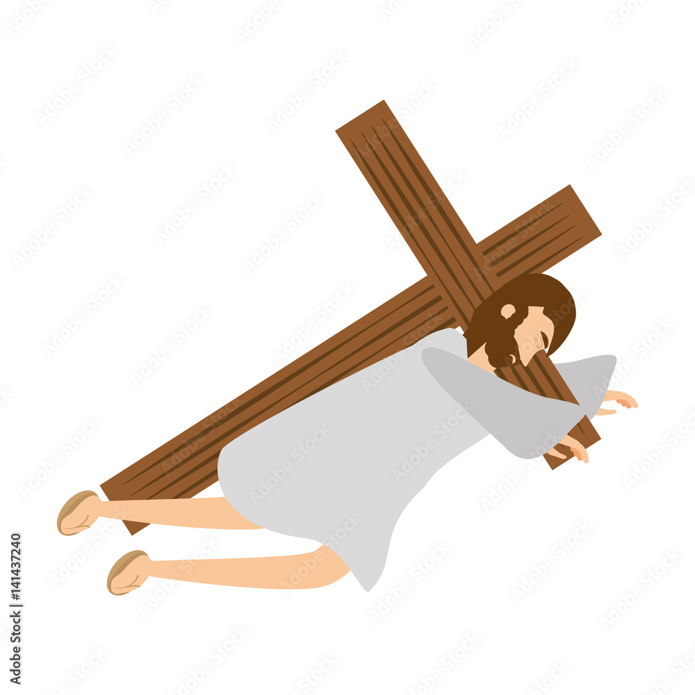 jesus christ second fall via crucis station vector illustration eps 10 ...