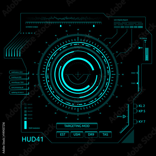 Futuristic touch screen user interface HUD