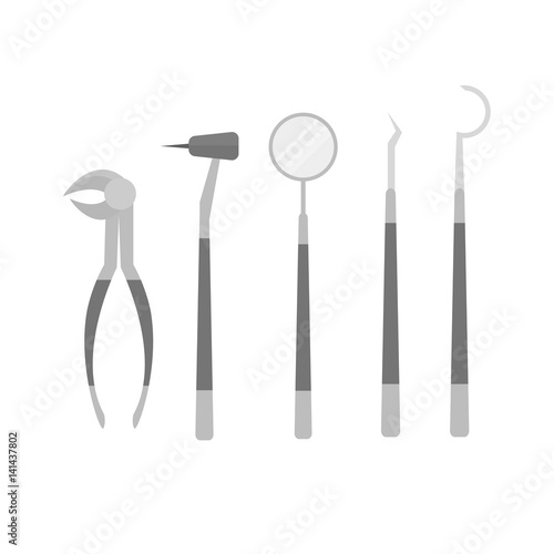 Flat health care dentist medical tools healthcare system concept and medicine instrument hygiene stomatology engineering vector illustration.