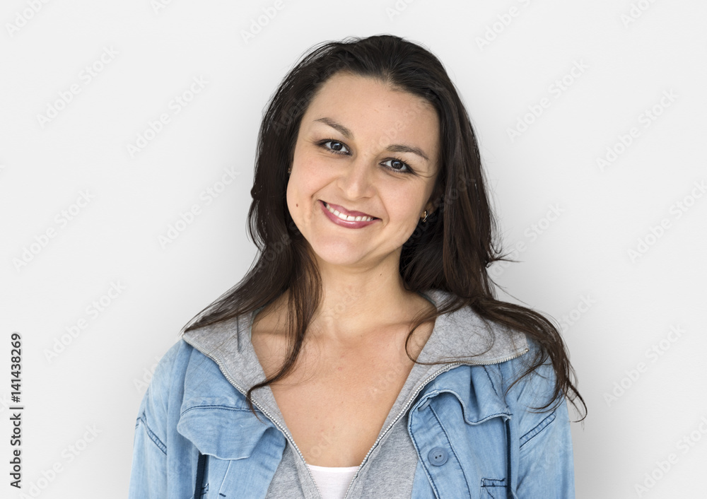 Woman Smiling Happiness Casual Studio Portrait Woman Smiling Happiness Casual Studio Portrait