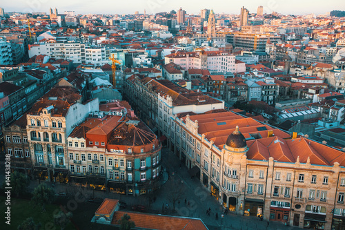Panorama of Porto from Clerigos tower, Portugal.