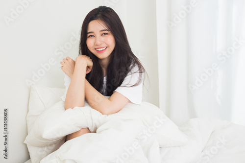 Young asian lady relax at home
