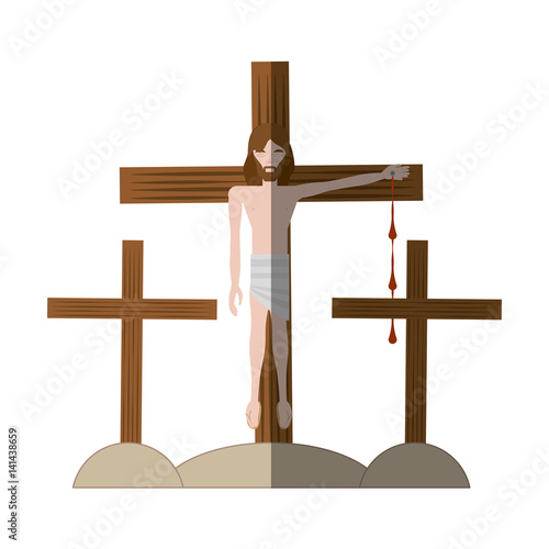 jesus christ nailed the cross shadow vector illustration eps 10