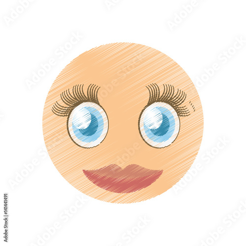 drawing girl pretty emoticon image vector illustration eps 10