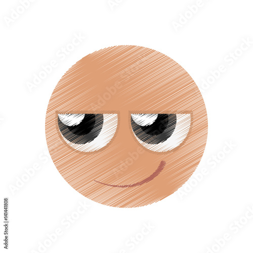 drawing sly emoticon image vector illustration eps 10