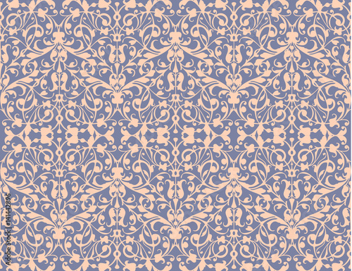 Vintage swirl, violet seamless pattern background vector, damascus style