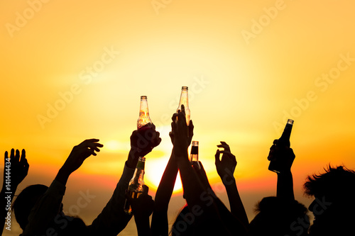 Friends Beach Party Drinks Toast Celebration Concept