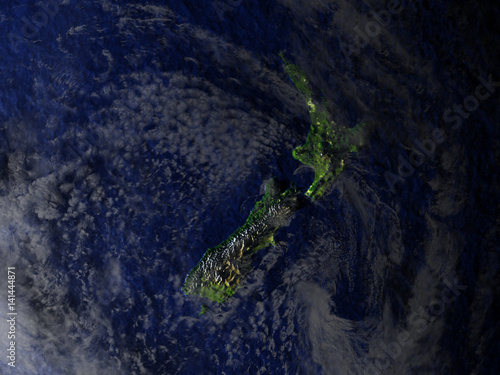 New Zealand on realistic model of Earth