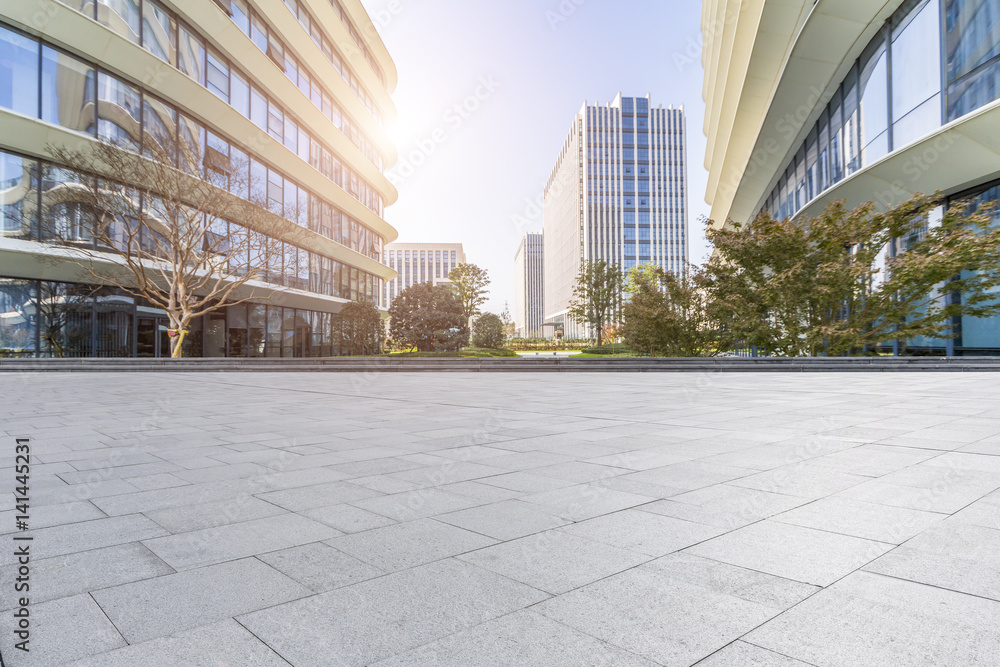 Fototapeta premium Empty floor with modern business office building