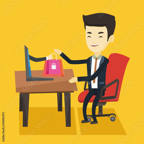 Man shopping online vector illustration.