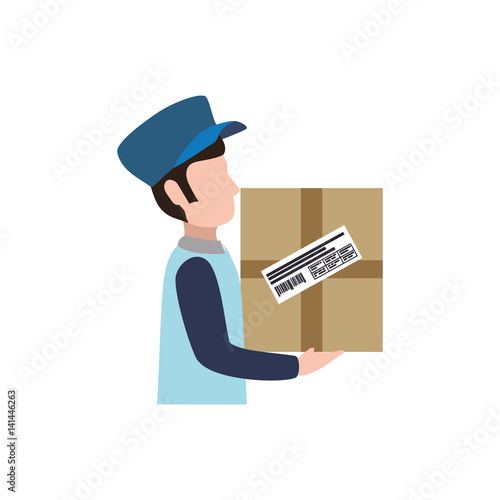 Mailman delivery service icon vector illustration graphic design