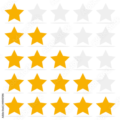 Customer review give a five star. Positive feedback concept.