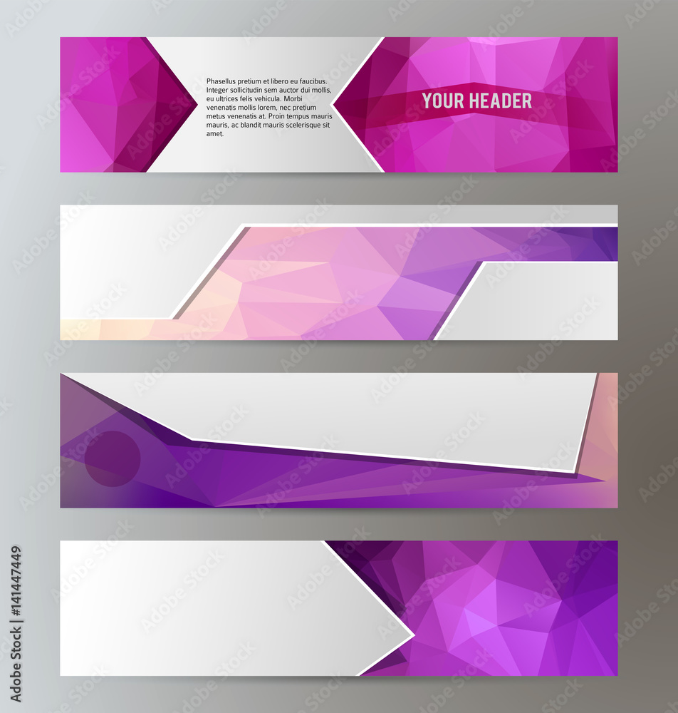 Horizontal web banner triangle mosaic background set template06 Horizontal web banner triangle mosaic background set template06
