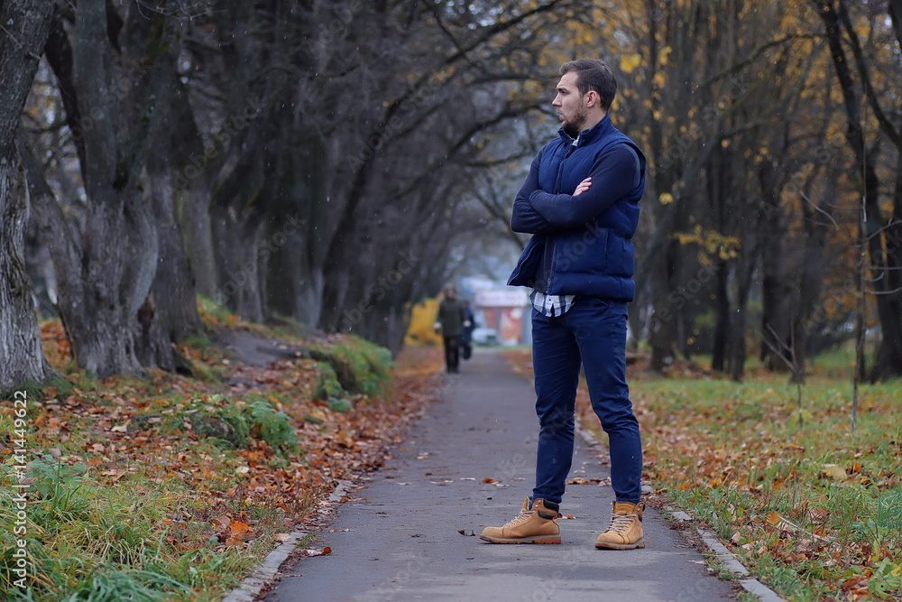handsome beard man in autumn