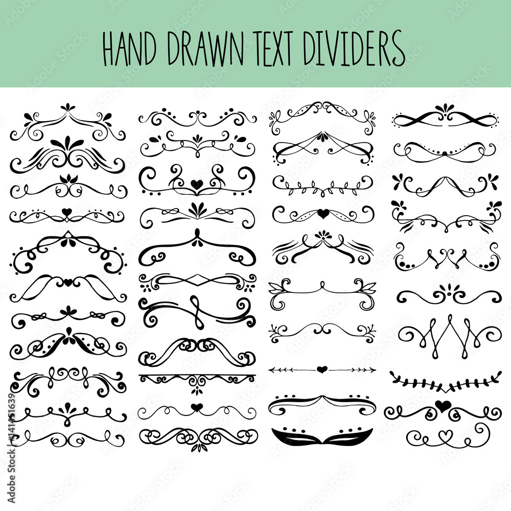 Obraz Set of hand drawn text dividers.