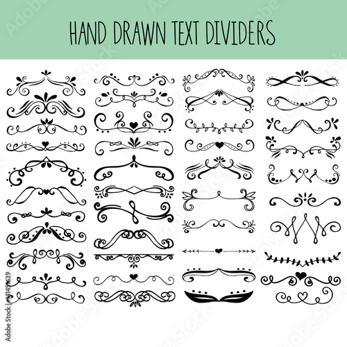 Set of hand drawn text dividers.