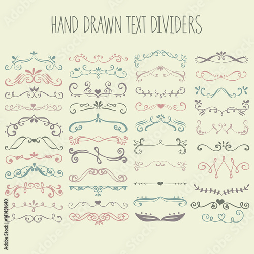 Set of hand drawn text dividers.