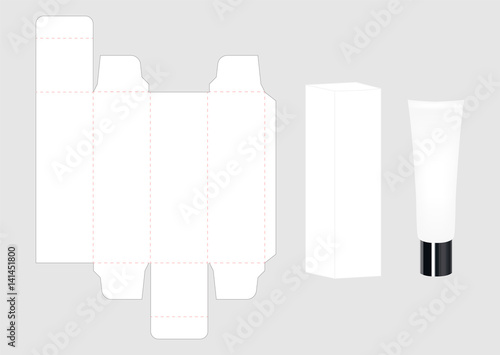 set of cosmetic cream tube and box package