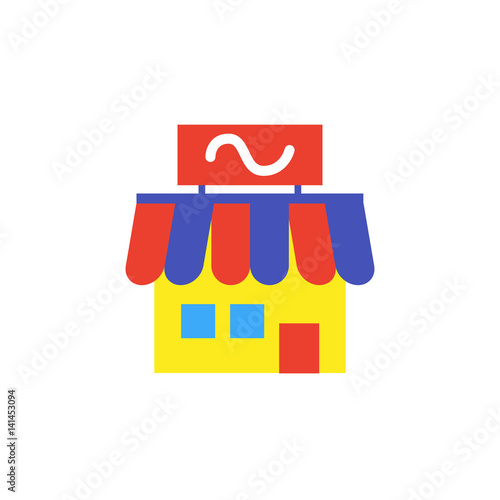 Vector icon or illustration showing store building in material design style