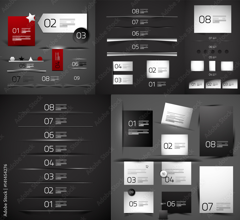 Mega collection of vector blank paper web boxes and dividers Mega collection of vector blank paper web boxes and dividers