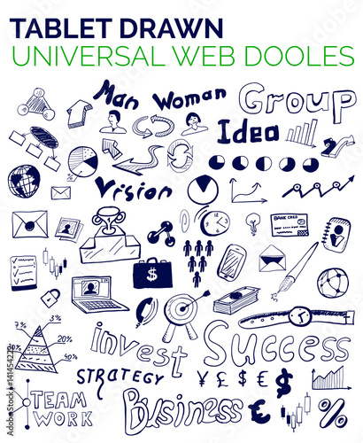 Mega collection of business web concepts, hand drawn doodles
