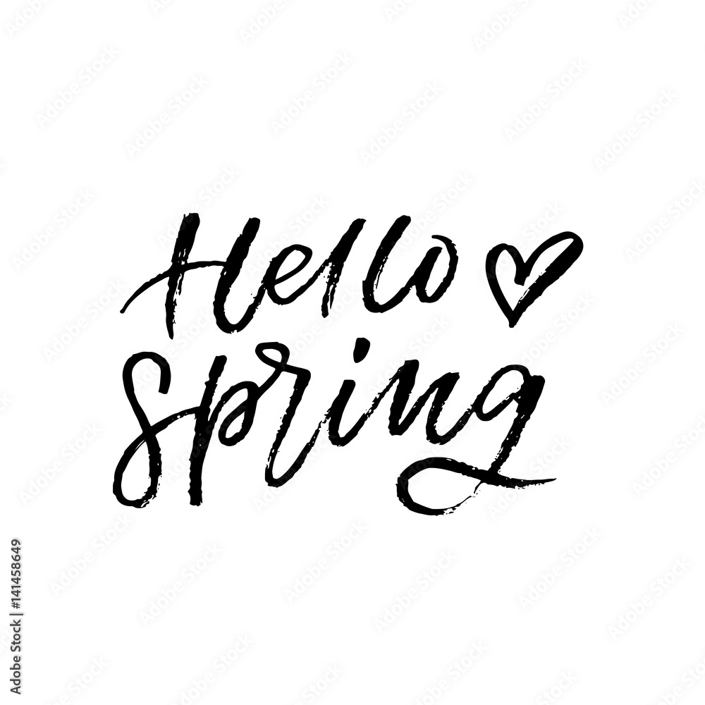 Hello spring. Brush lettering Hello spring. Brush lettering