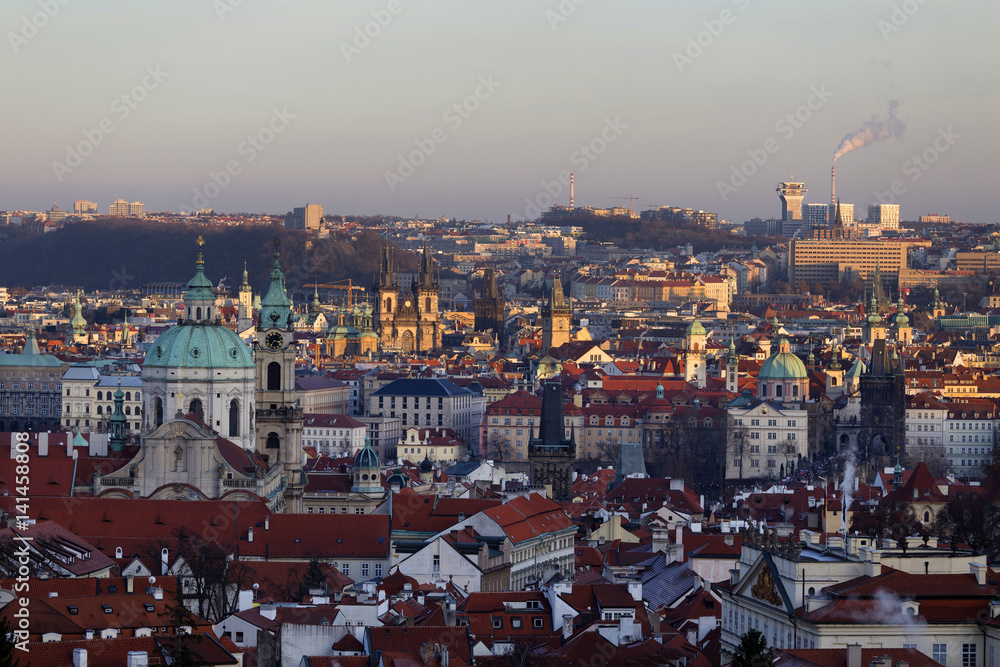 Fototapeta premium View on the autumn Prague City, Czech Republic