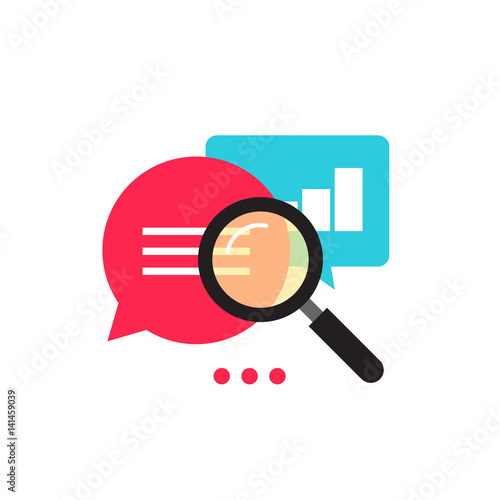 Statistics research icon vector, flat style analysis data with growth graph, magnifier analyzing, analytics icon, information explore, metrics symbol